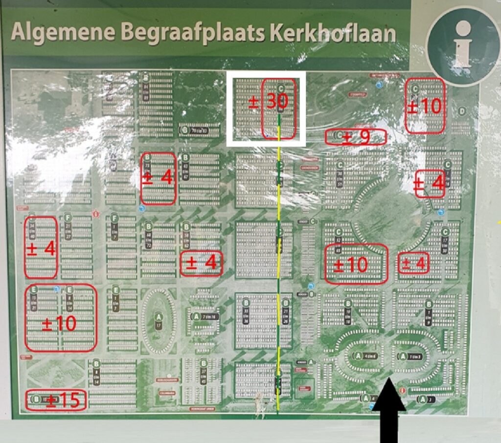 Locatie monument aangegeven met witte vierkant